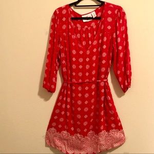 L.O.G.G red 3/4 sleeve print dress